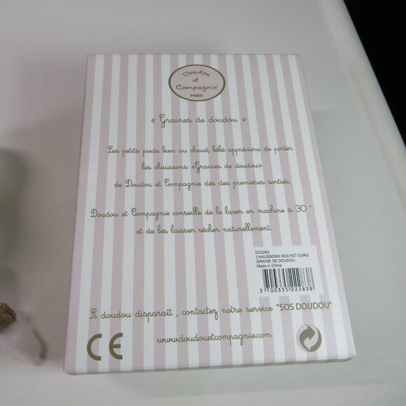 Baby Doudou Et Compagnie Paris Teddy Bootie Slippers W/Rattle Soft Fur Tan - Picture 7 of 11